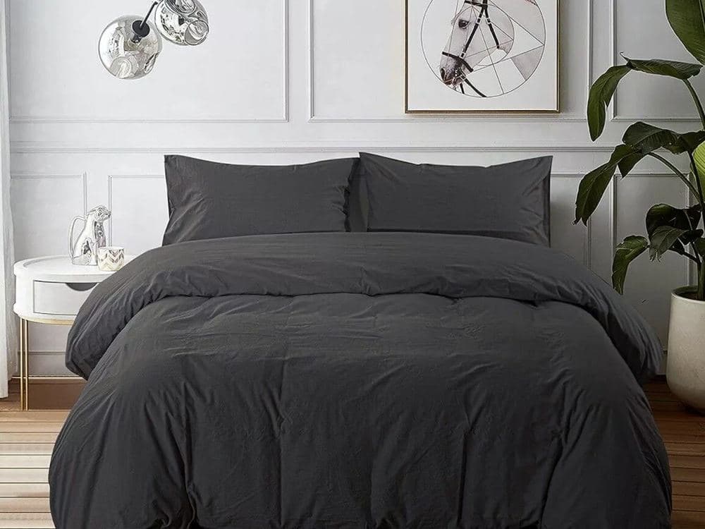 100% Egyptian Cotton 400TC Classic Duvet Cover Set – Charcoal: product photo